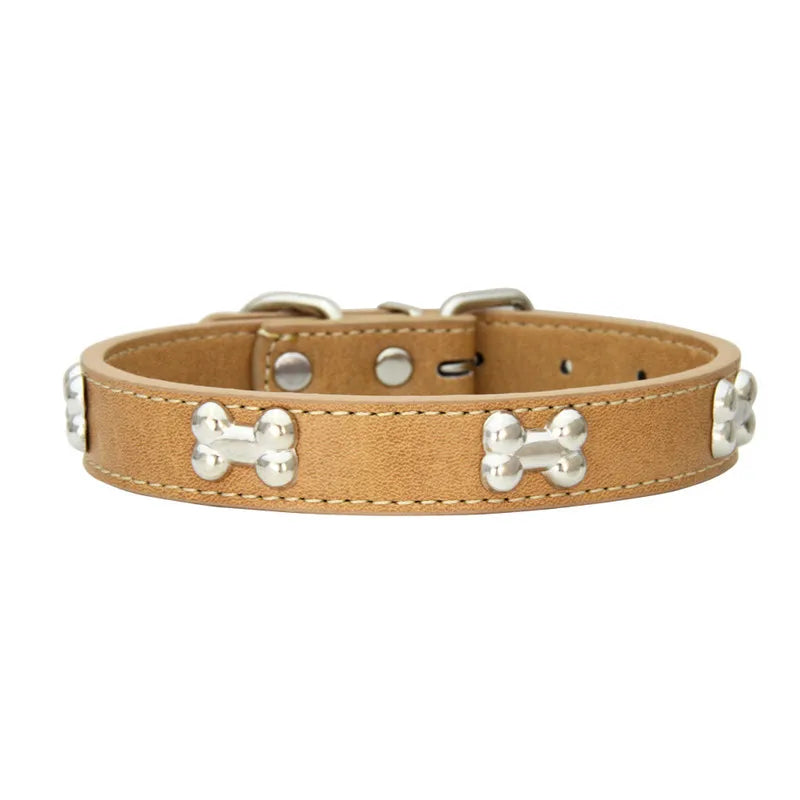 bone leather durable pet dog collars