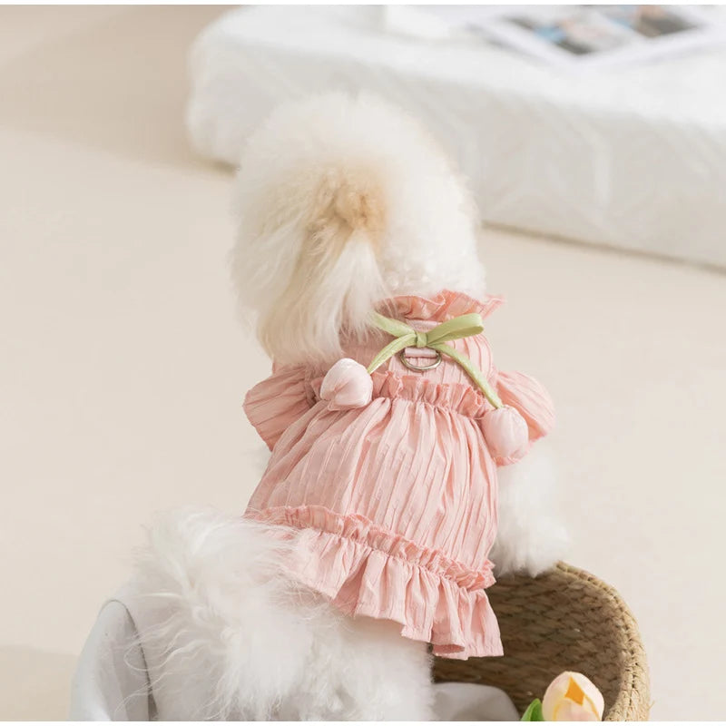 dog cat tulip pleated dress