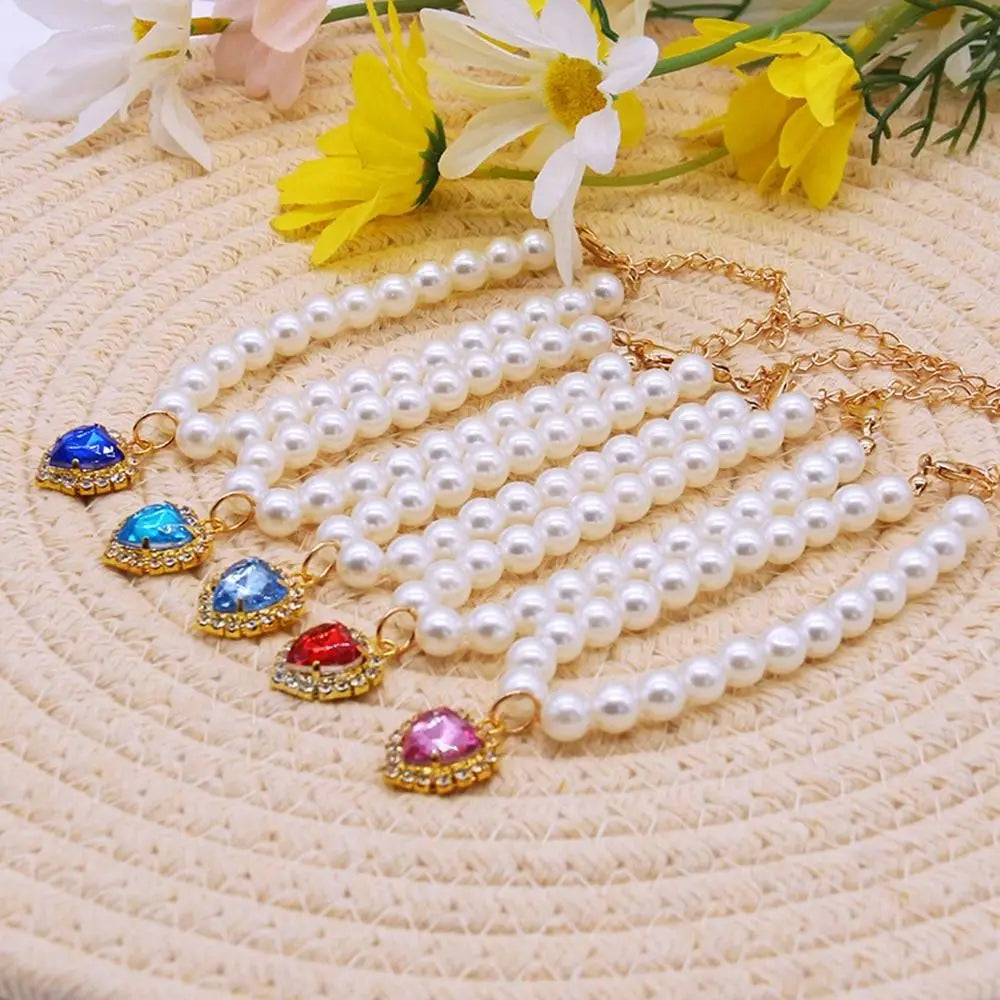 adjustable pearl jewellery collar for cats