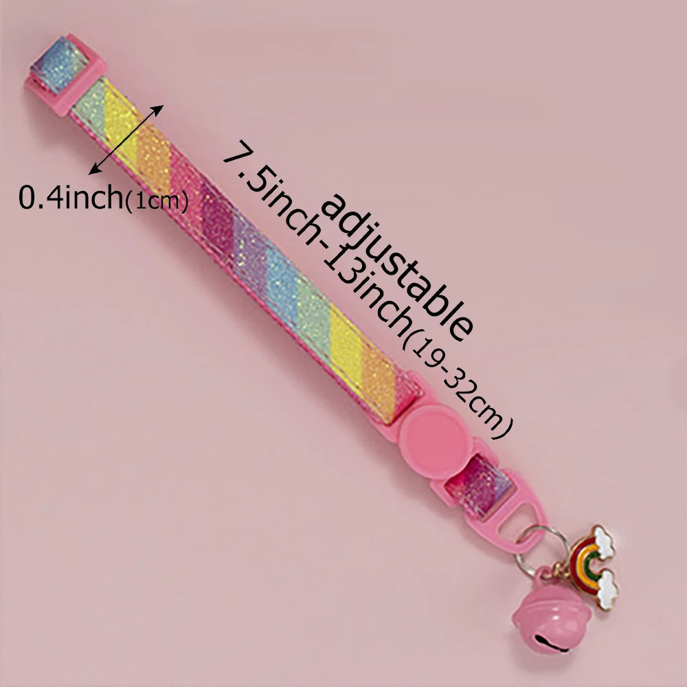 pet collar with bell cartoon rainbow