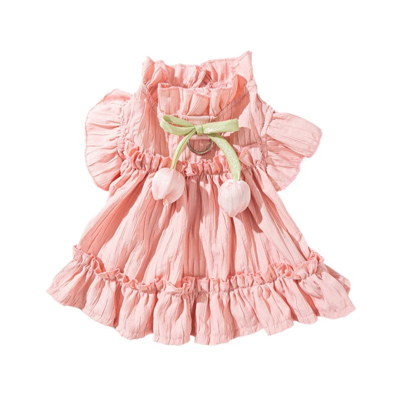 dog cat tulip pleated dress
