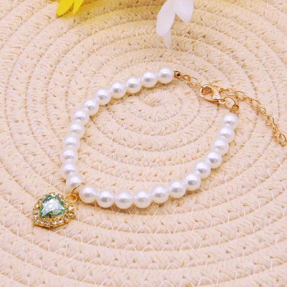 adjustable pearl jewellery collar for cats