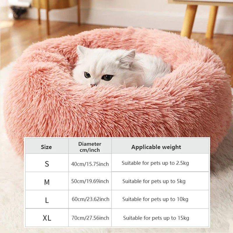 round shaped plush pet bed