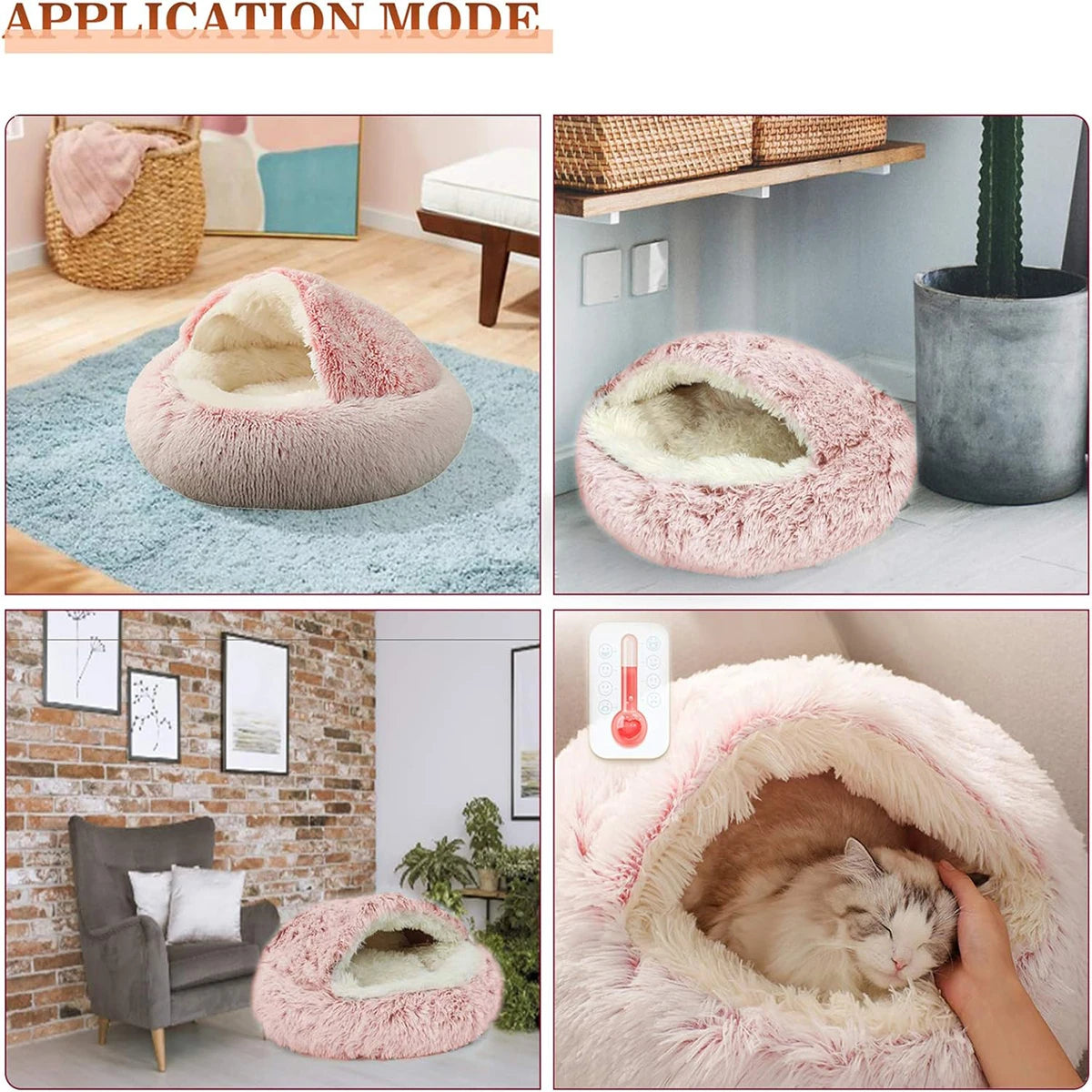 2 in 1 soft plush pet bed with cover