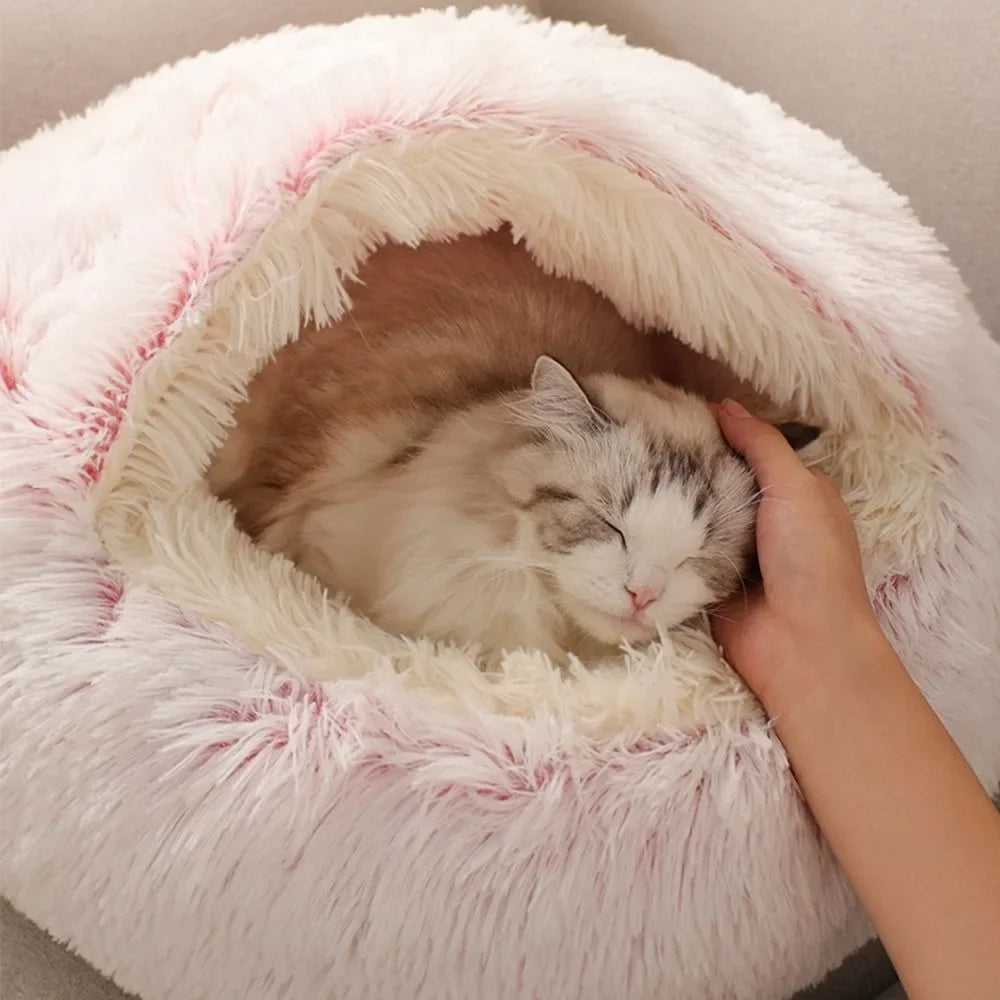 2 in 1 soft plush pet bed with cover