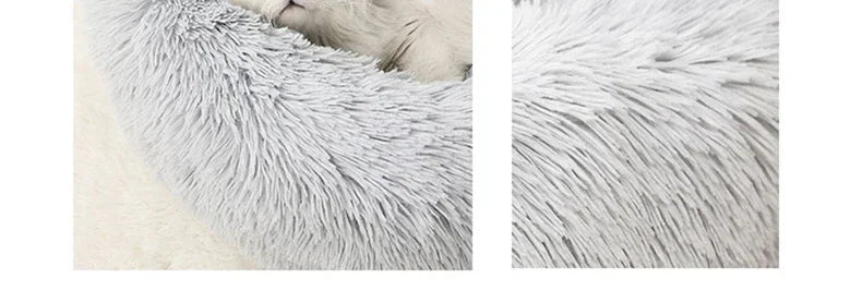 round shaped plush pet bed