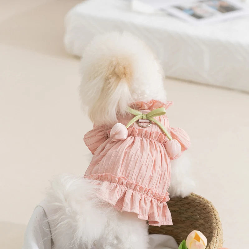 dog cat tulip pleated dress