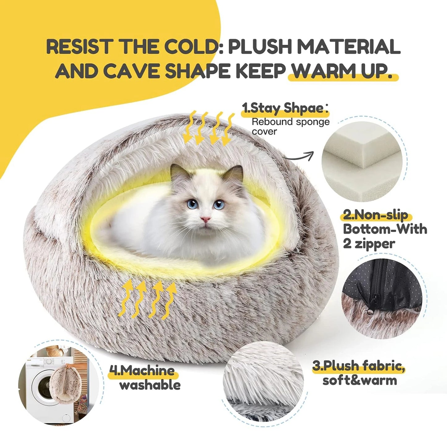 2 in 1 soft plush pet bed with cover