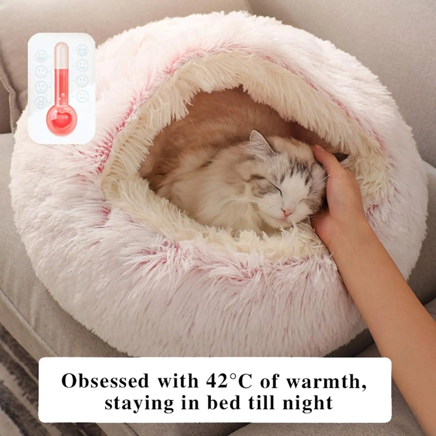 2 in 1 soft plush pet bed with cover