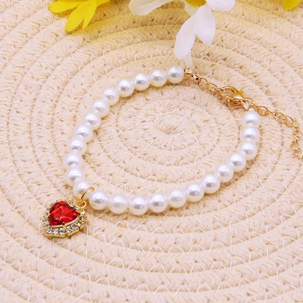 adjustable pearl jewellery collar for cats