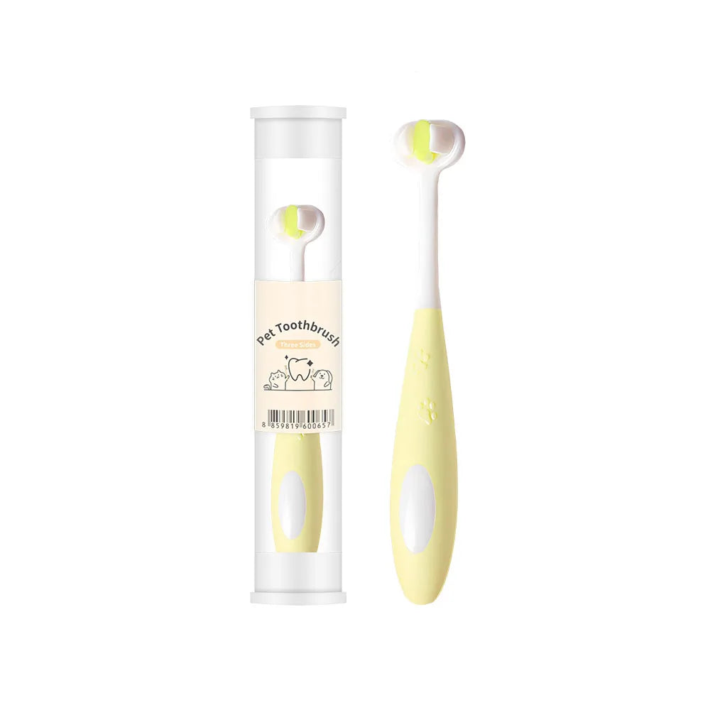 360 degree 3-sided tooth brush for pets