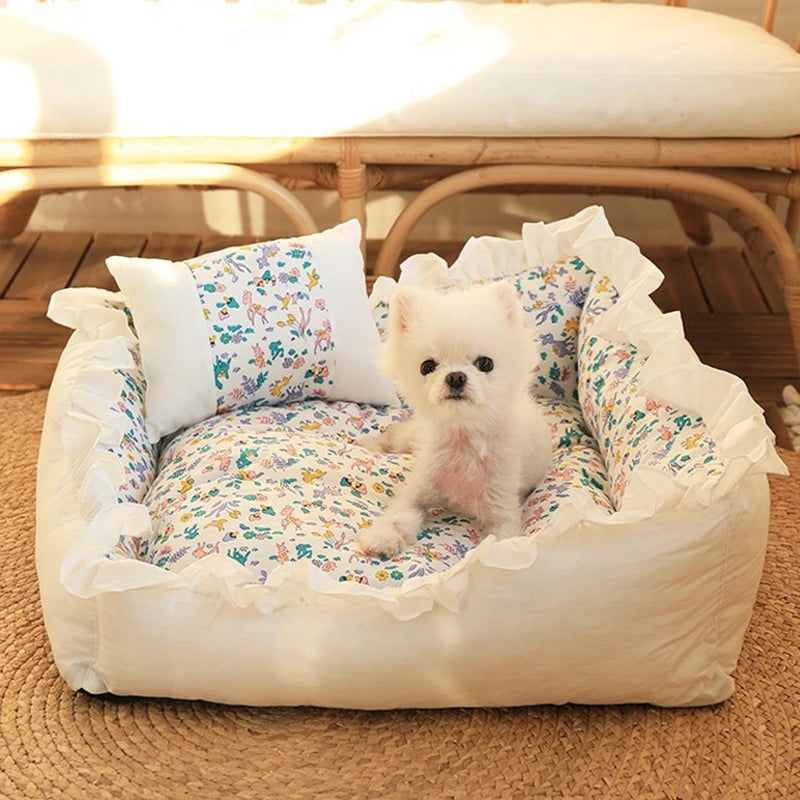 pet dog lace bed with pillow