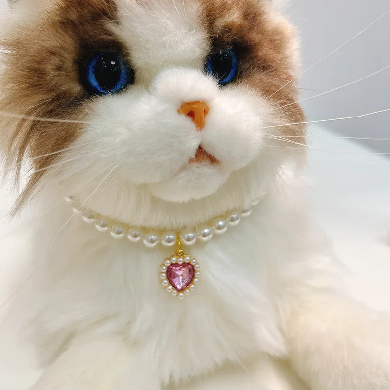 adjustable pearl necklace for cats