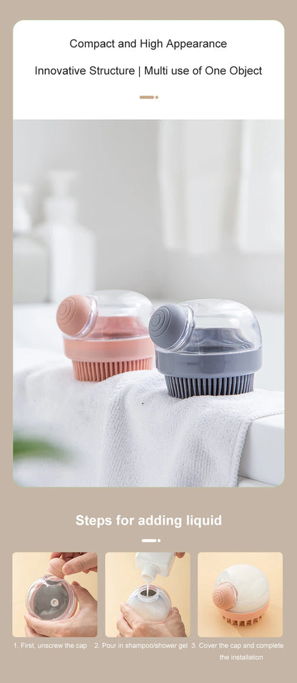 Silicone Bath Brush With Shampoo Dispenser