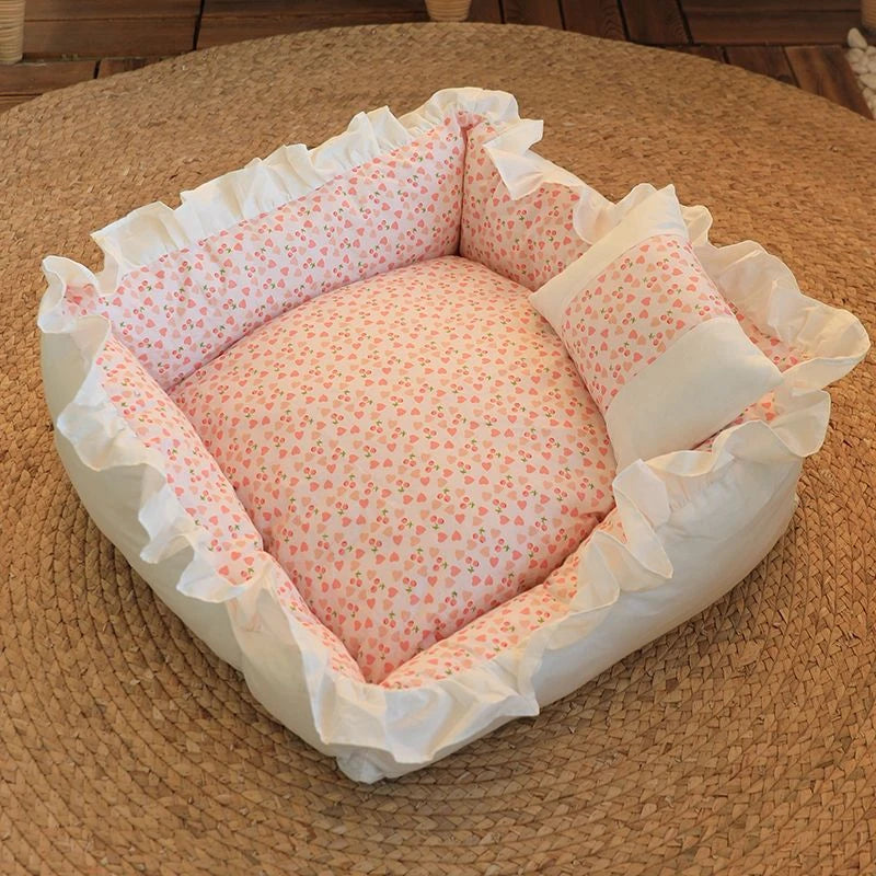 pet dog lace bed with pillow