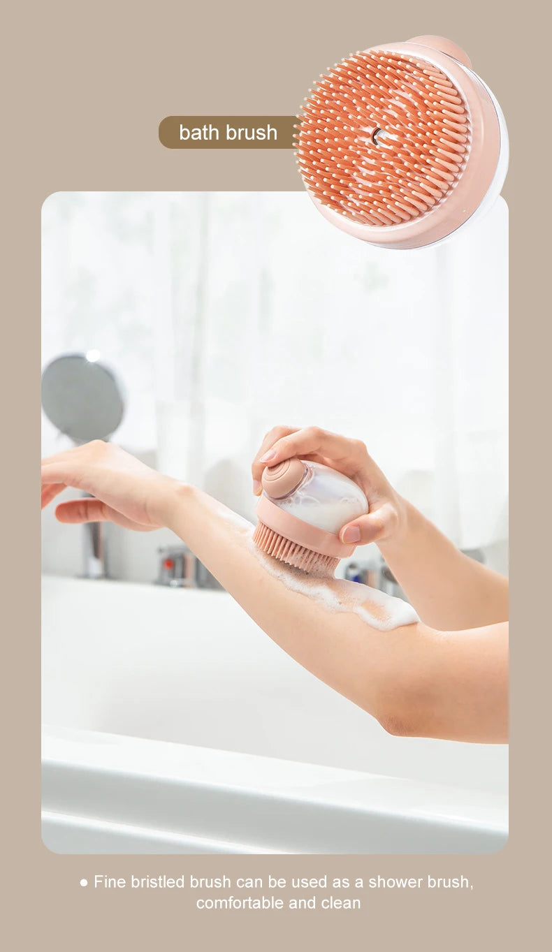 silicone bath brush with shampoo dispenser