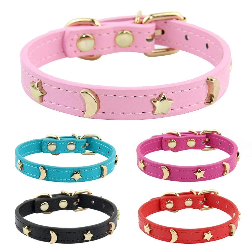 cute  soft leather pet collars
